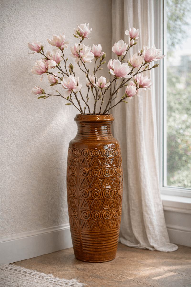 Gulv-urne, brun-oransje