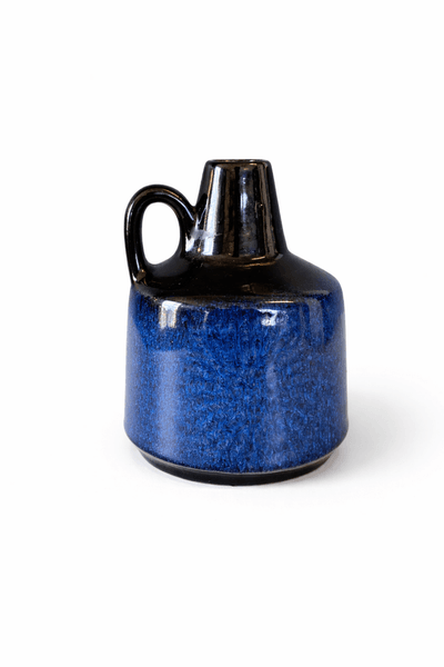 Hovedbilde Blå og svart, liten vase i tysk keramikk