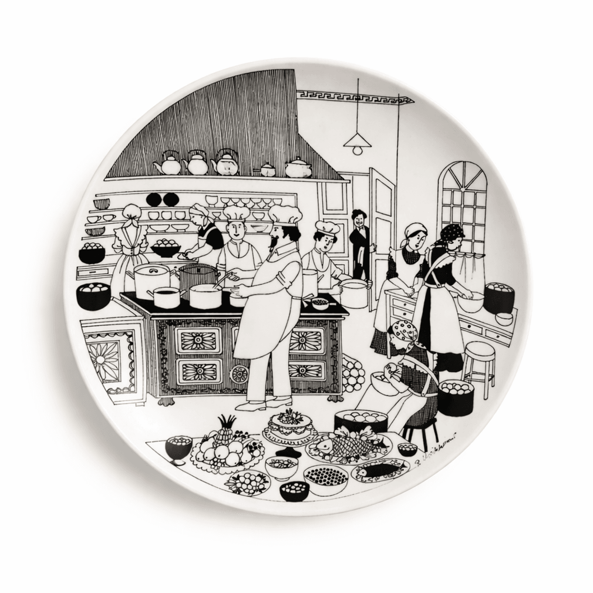 Arabia, svart - hvit tallerken