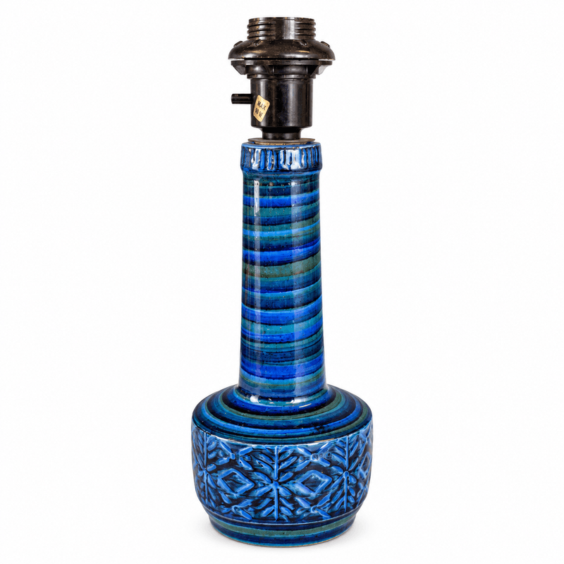 Blå keramikklampe fra AWF – norsk vintage