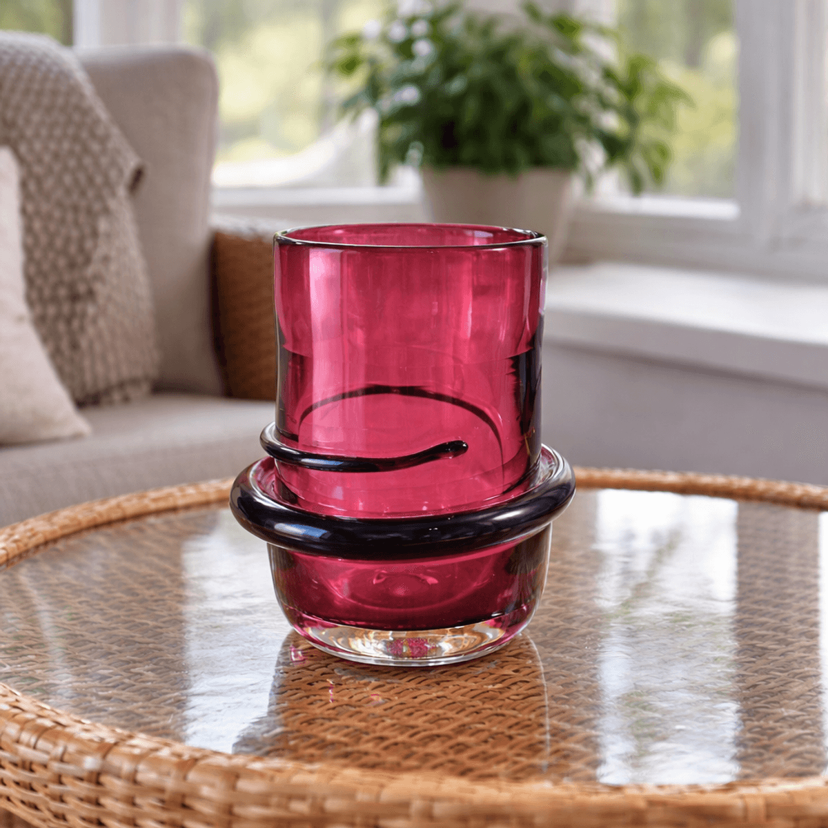 Kunstglass, sylinderformet vase