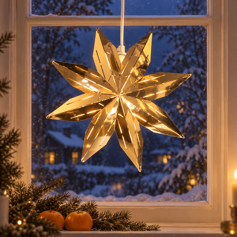 Gullfarget adventsstjerne fra Philips – nostalgisk juleglans